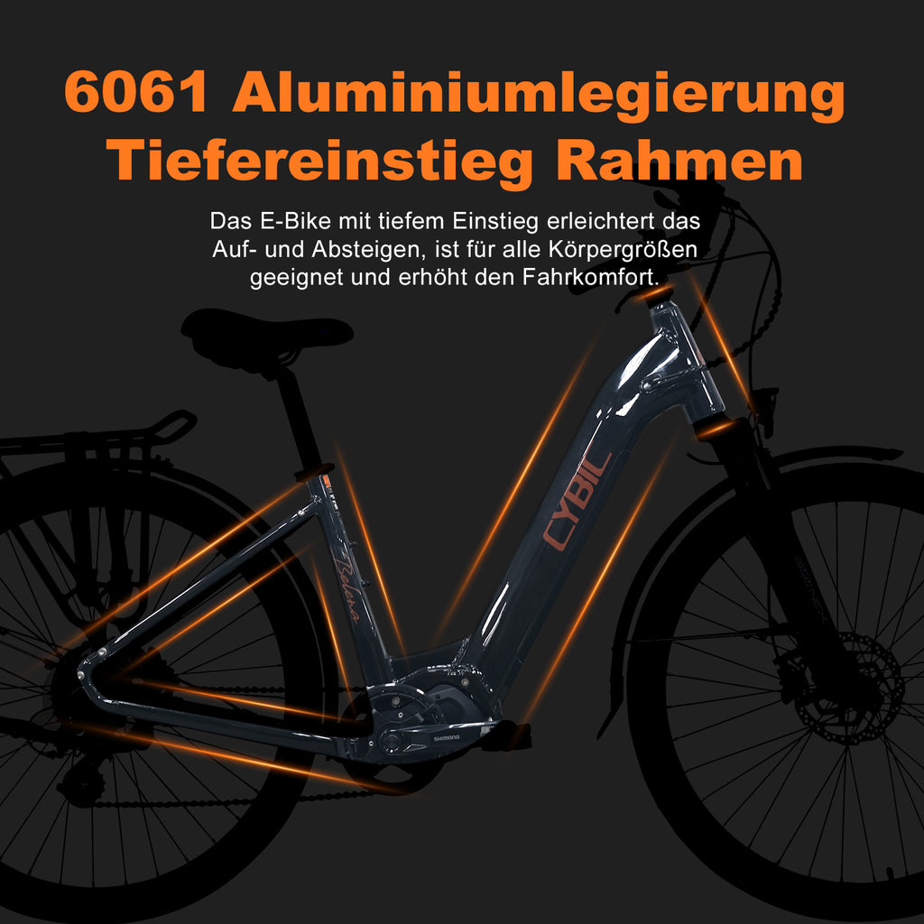 Electric bike with 6061 aluminium frame on a dark background