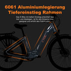 Electric bike with 6061 aluminium frame on a dark background