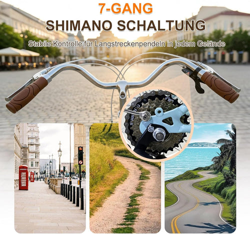 Bicycle handlebars with gear mechanism on a scenic background