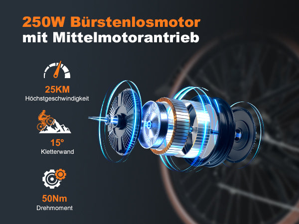 Bosch electric bike motor with specifications on a dark background