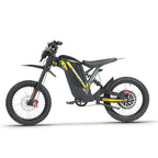 Black electric bike with yellow accents on a white background