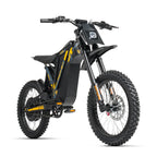 Black electric bike with yellow accents on a white background