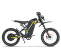 Black electric bike with yellow accents on a white background